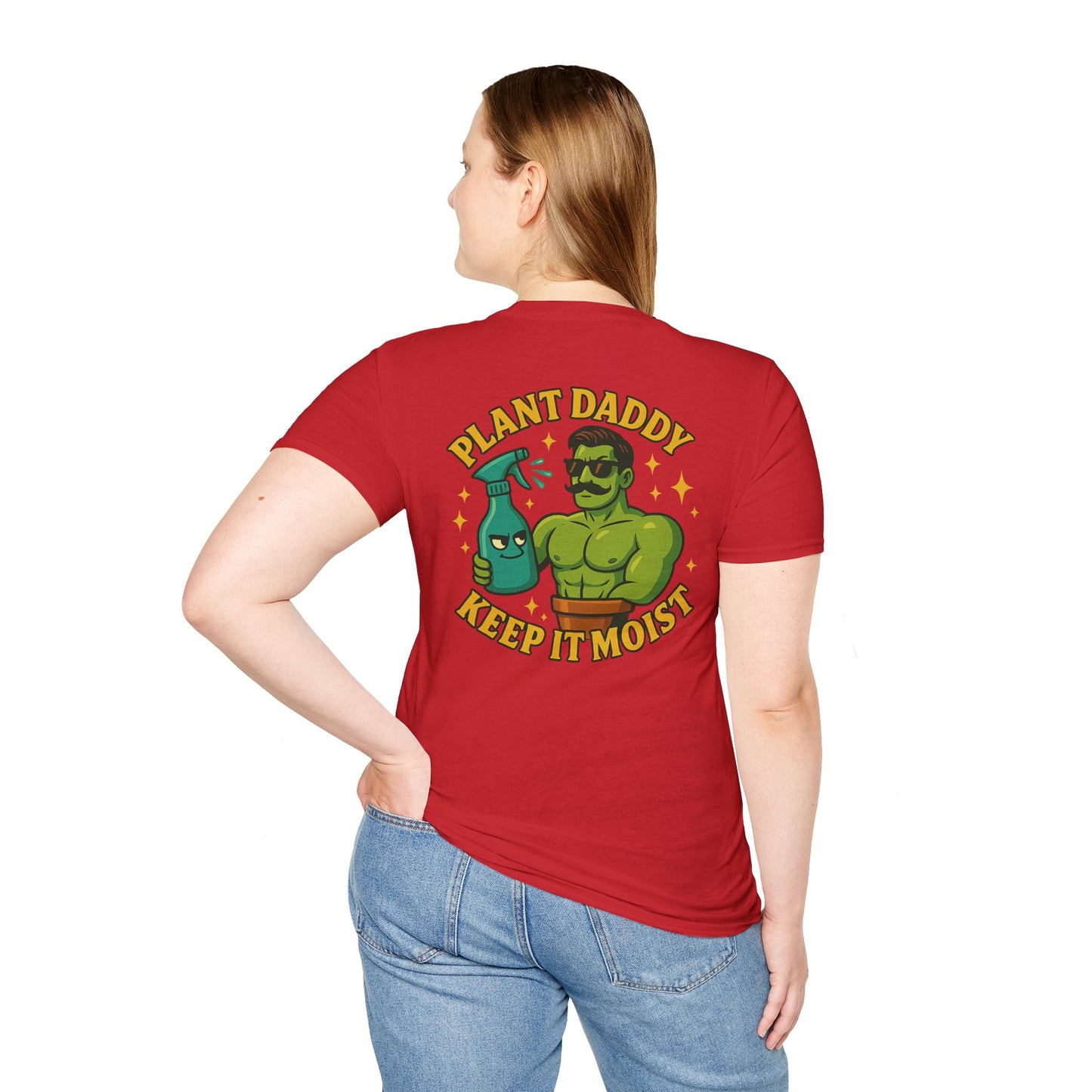 Plant Daddy Keep It Moist T-Shirt | Plant Care Humorous Graphic Tee | 2 Sided Men's T-Shirt Plant Lover