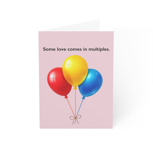 Some Love Comes in Multiples balloon illustration Greeting Card | Throuple Birthday Card | LGBTQ Celebration