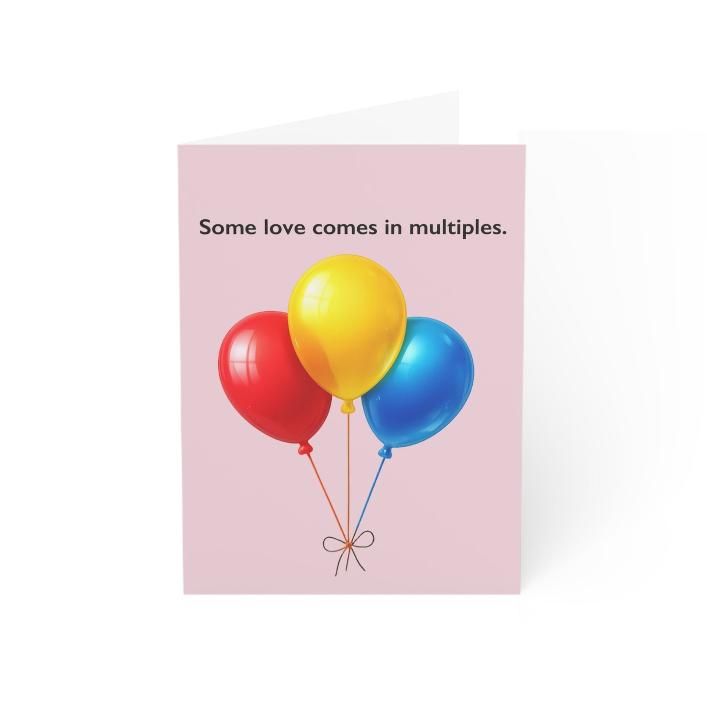 Some Love Comes in Multiples balloon illustration Greeting Card | Throuple Birthday Card | LGBTQ Celebration