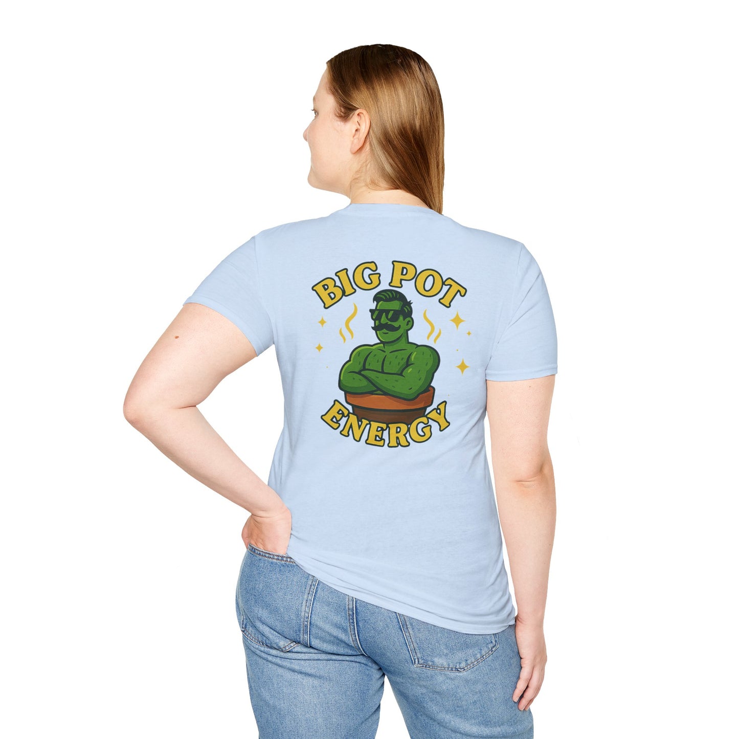 Big Pot Energy T-Shirt | Funny Plant Pot Character | 2 Sided Men's T-Shirt Plant Lover