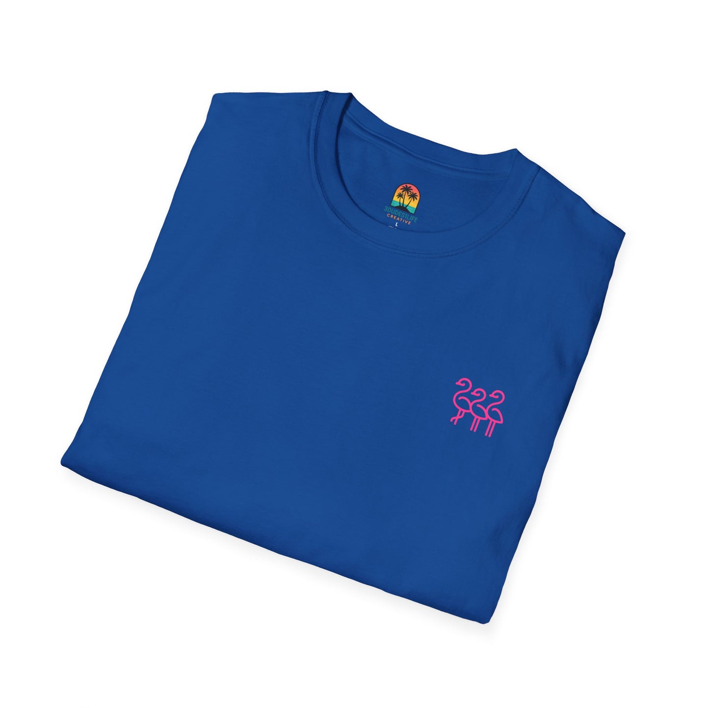 Sunset Palm Trees T-Shirt | Tropical Beach Retro Sunset Graphic | Throuple Shirt Merch Branded Flamingos