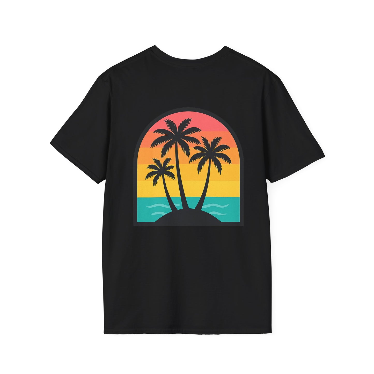 Sunset Palm Trees T-Shirt | Tropical Island Sunset Tee | Throuple Tee Shirt
