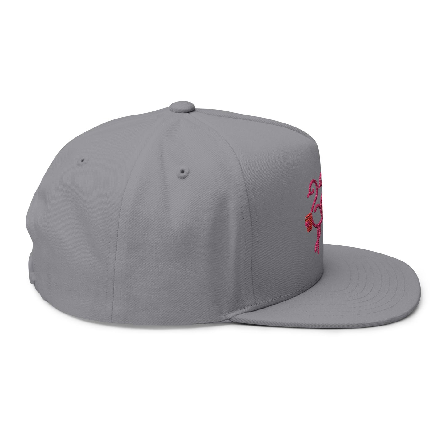 Three Pink Flamingos Embroidered Flat Bill Cap | Tropical Bird Hat | Red Cup Throuple Life