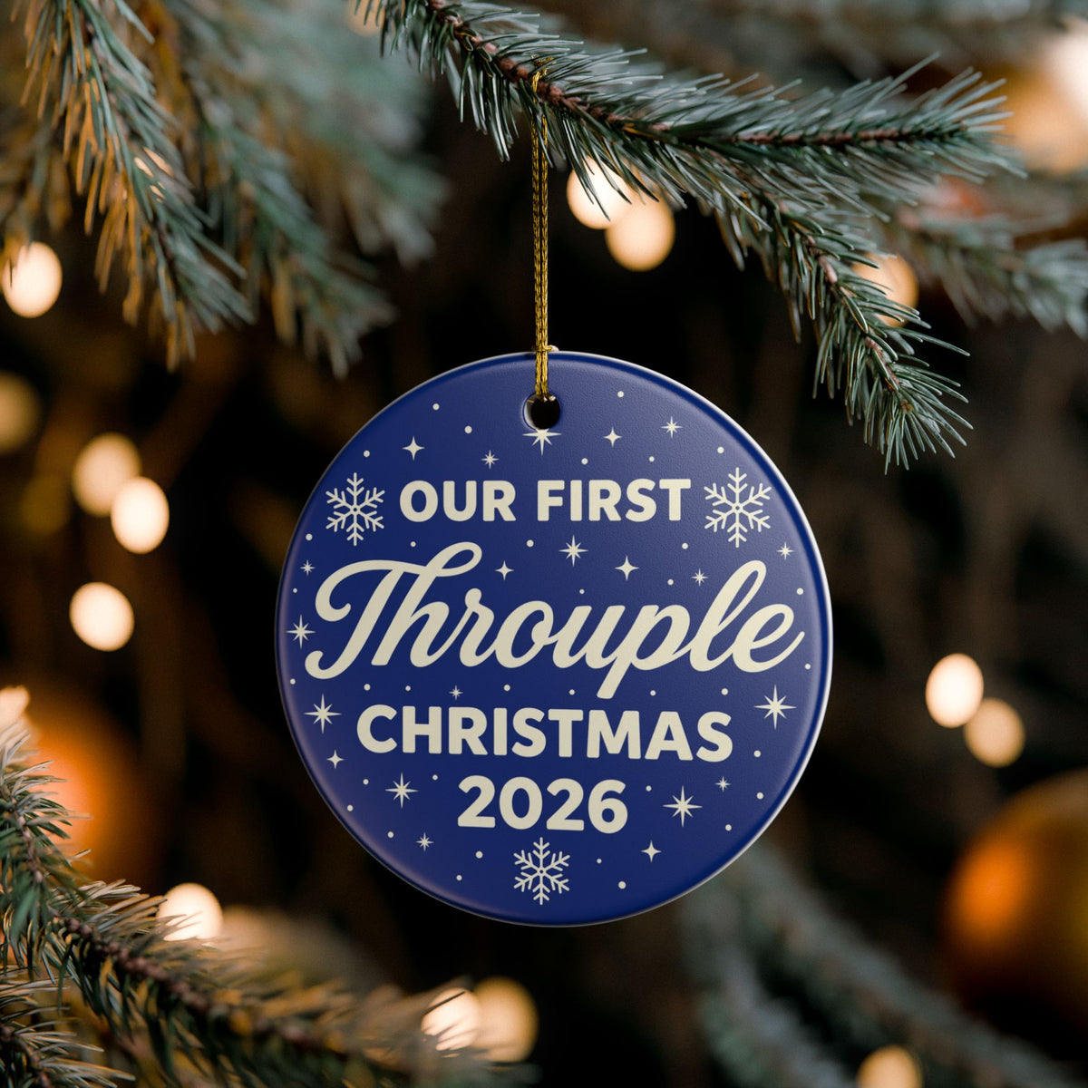 Our First Throuple Christmas 2026 Ornament | Blue Ceramic Ornament | Polyamory Christmas Gift | LGBTQ+ Holiday Keepsake