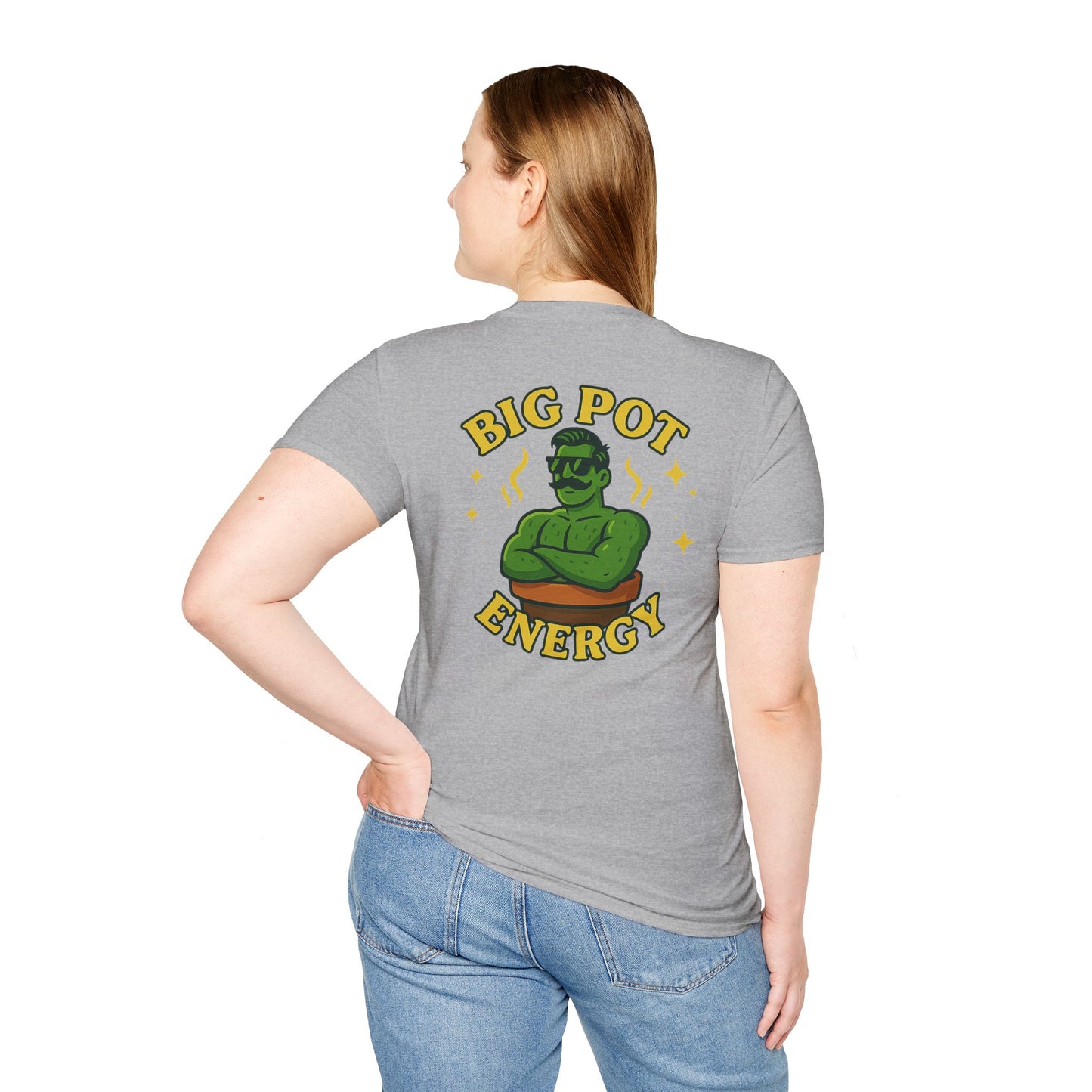 Big Pot Energy T-Shirt | Funny Plant Pot Character | 2 Sided Men's T-Shirt Plant Lover