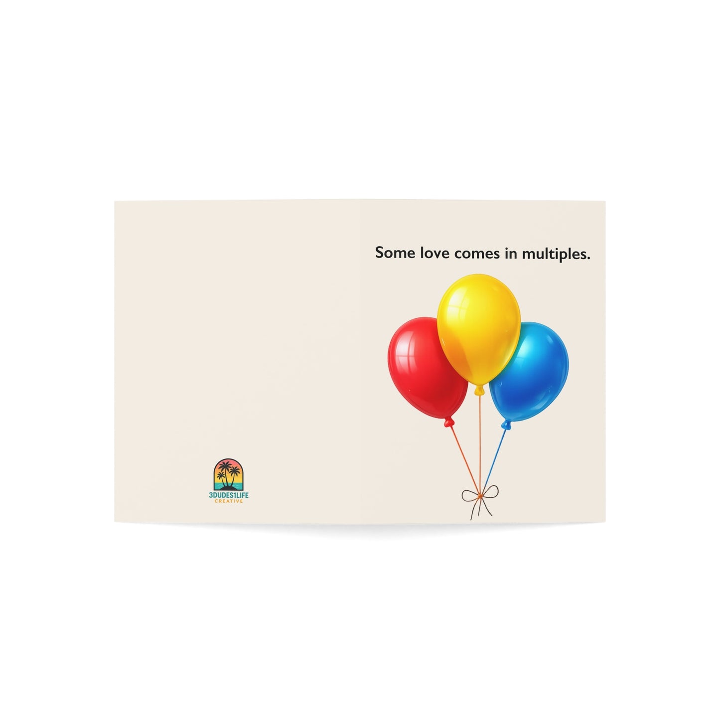Some love comes in multiples Balloons Greeting Card | Throuple Birthday Card | LGBTQ Celebration Card
