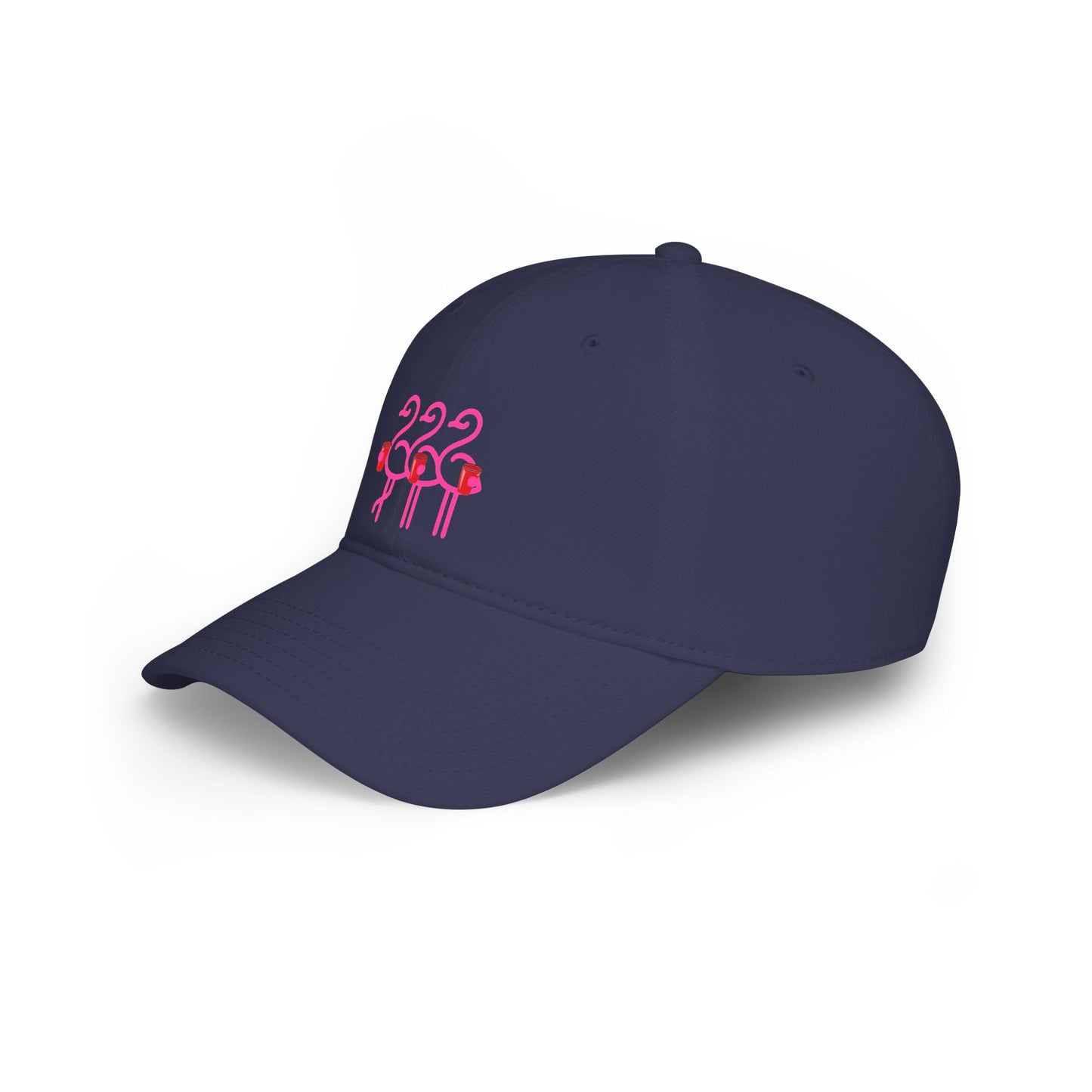 Three Pink Flamingos Baseball Cap | Tropical Bird Embroidery | Red Cup Throuple Life