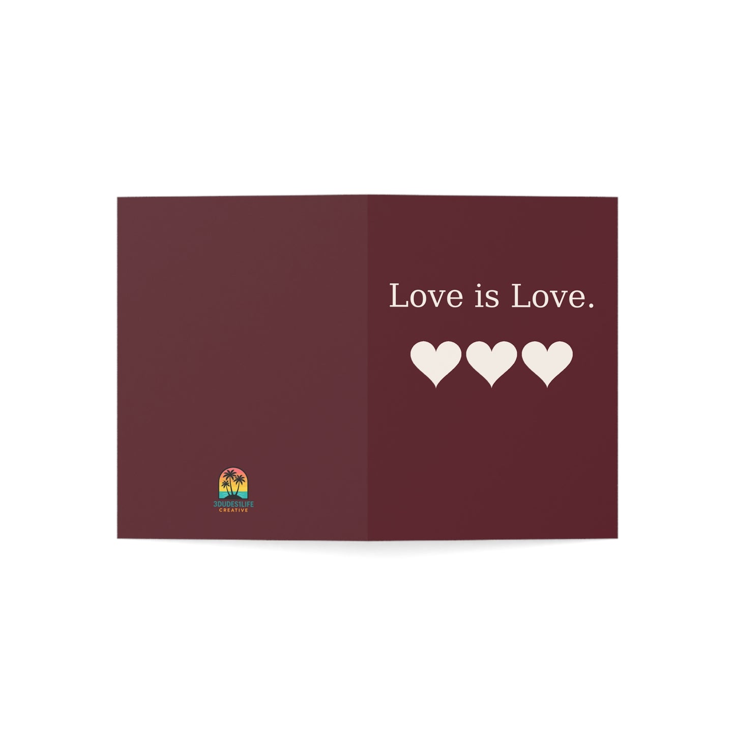 Love Is Love hearts Greeting Card | Pride, Romantic Note | Throuple Valentine's Day Card