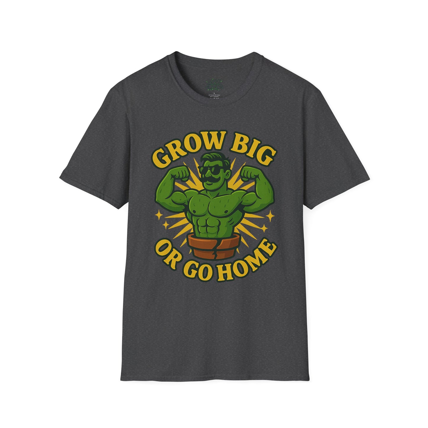 Grow Big or Go Home Plant Monster T-Shirt | Muscle Succulent Graphic Tee | Men's T-Shirt Plant Lover