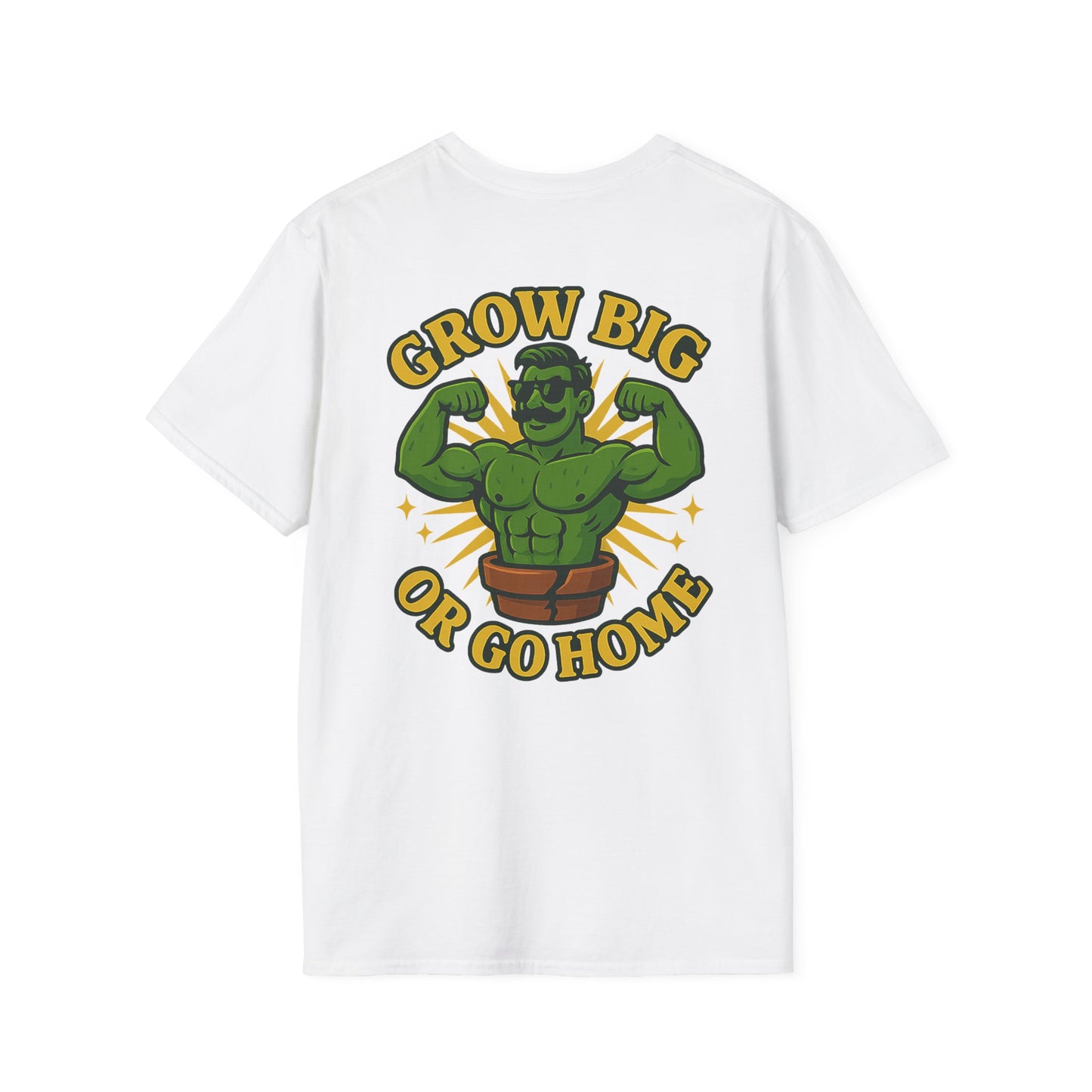 Grow Big or Go Home T-Shirt | Muscular Hulk Plant Fitness Graphic | 2 Sided Men's T-Shirt Plant Lover