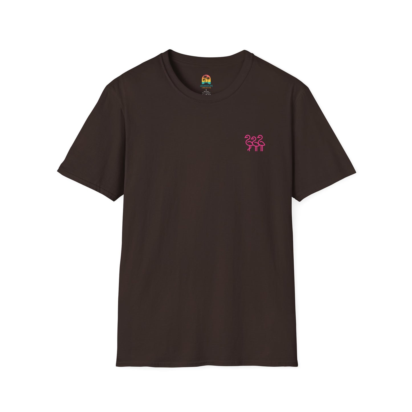 Sunset Palm Trees T-Shirt | Tropical Beach Retro Sunset Graphic | Throuple Shirt Merch Branded Flamingos