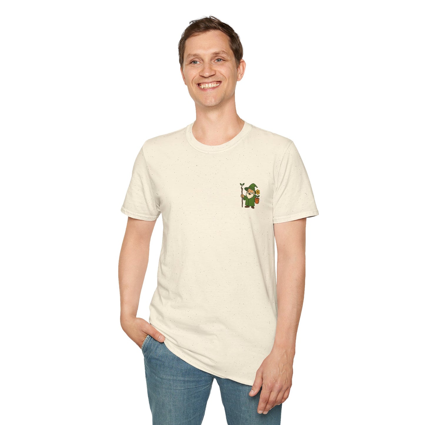 Gnome with Mushroom and Lantern T-Shirt | Cute Garden Gnome Tee | Men's T-Shirt Plant Lover Garden Wizard