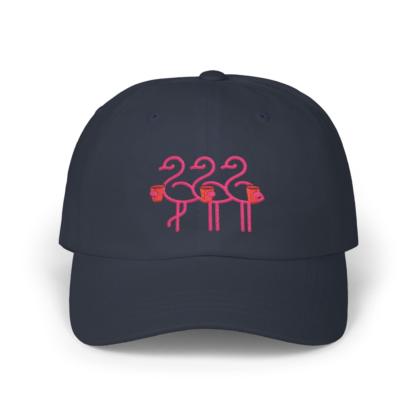 Three Pink Flamingos Dad Cap | Embroidered Baseball Hat | Red Cup Throuple Life