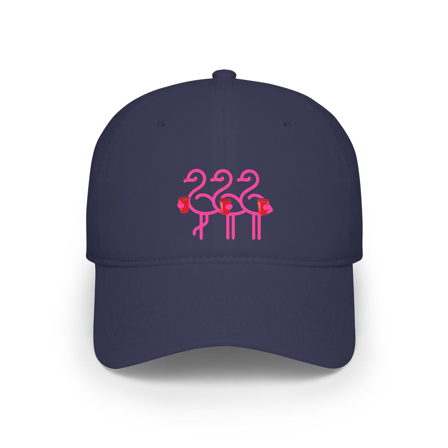 Three Pink Flamingos Baseball Cap | Tropical Bird Embroidery | Red Cup Throuple Life
