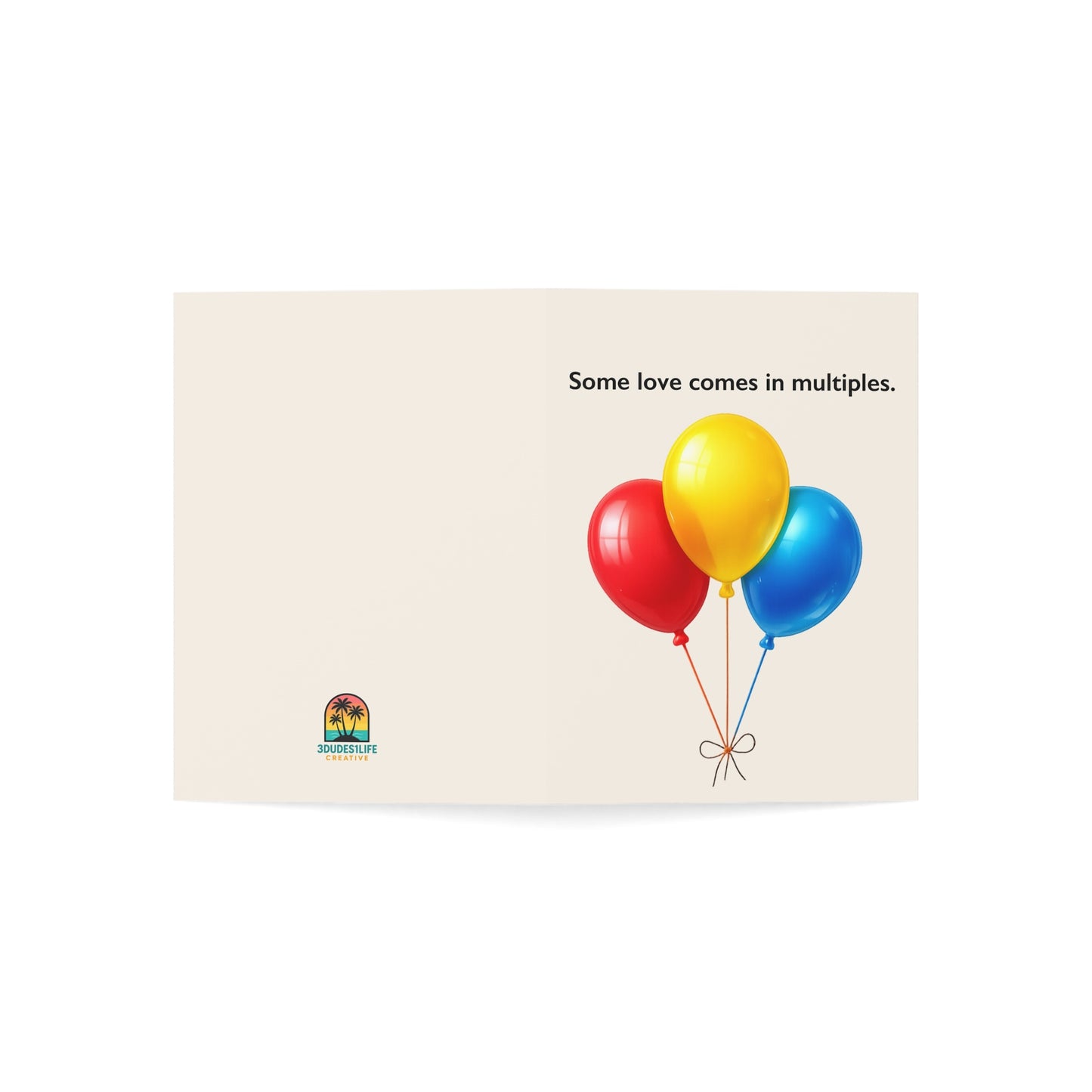Some love comes in multiples Balloons Greeting Card | Throuple Birthday Card | LGBTQ Celebration Card
