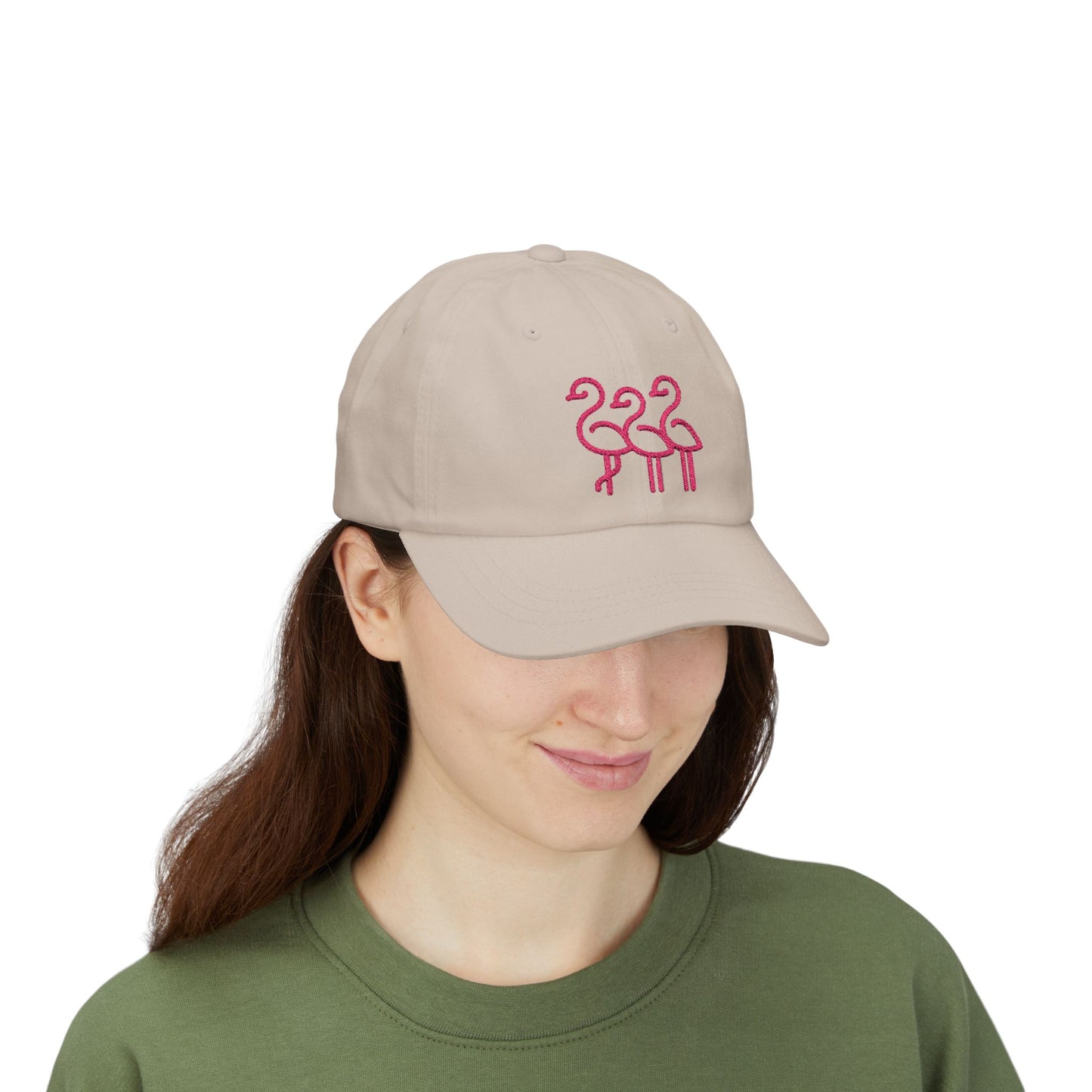 Three Pink Flamingos Dad Cap | Embroidered Flamingo Baseball Hat |Throuple Life