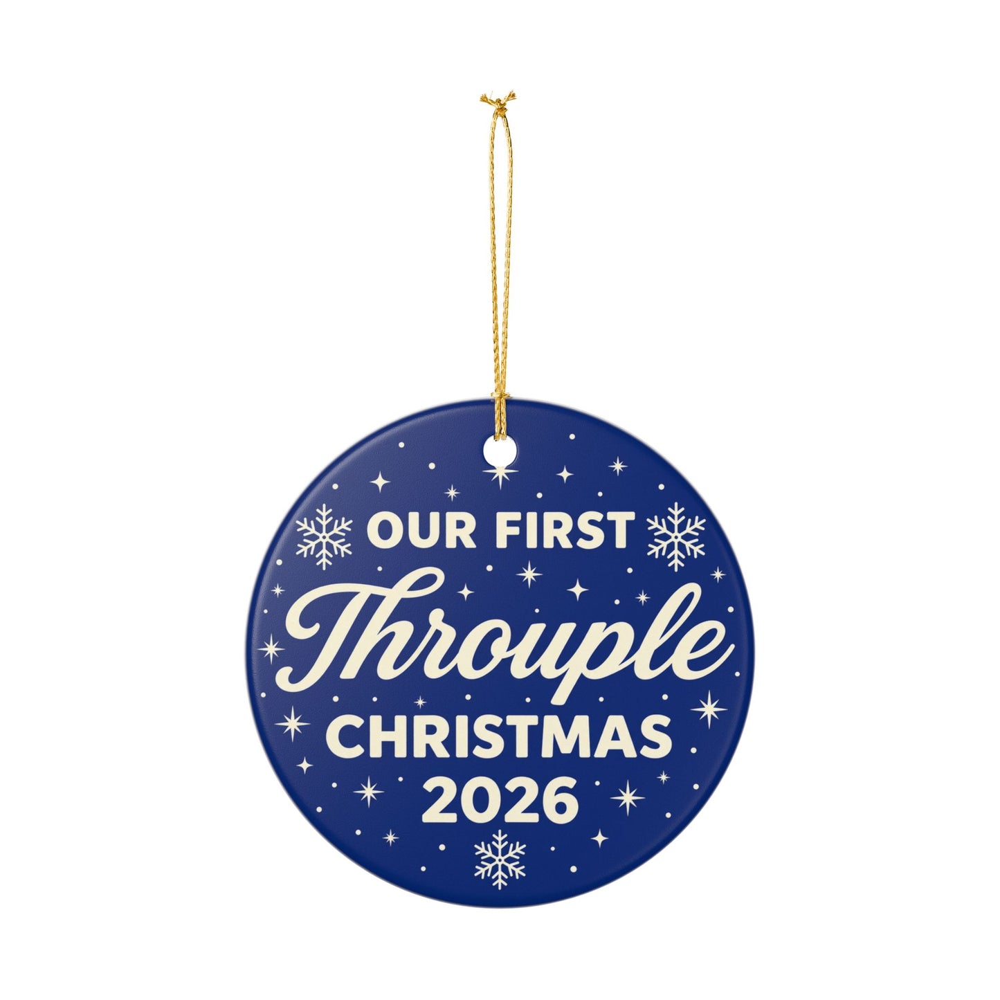 Our First Throuple Christmas 2026 Ornament | Blue Ceramic Ornament | Polyamory Christmas Gift | LGBTQ+ Holiday Keepsake