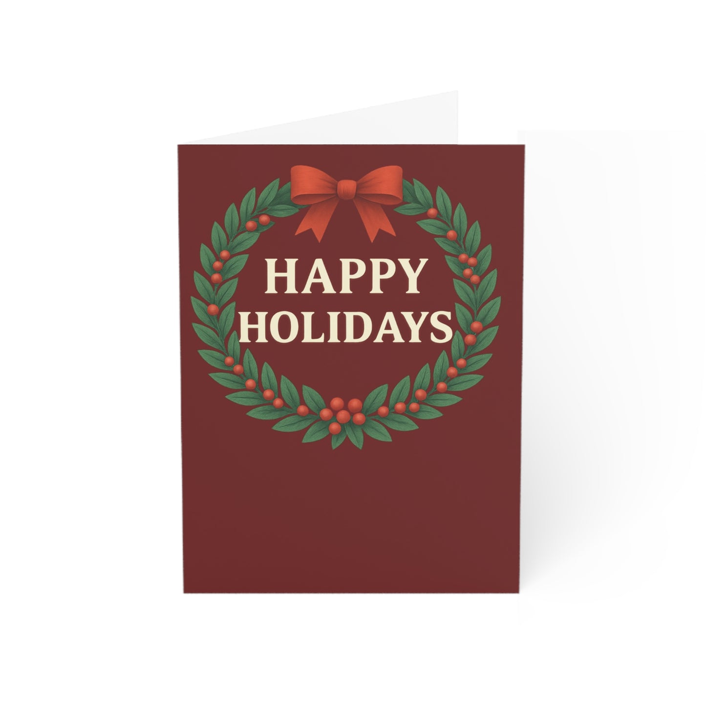 Happy Holidays wreath Greeting Card | Holiday cards set, Christmas note cards | Blank Holiday Throuple Card