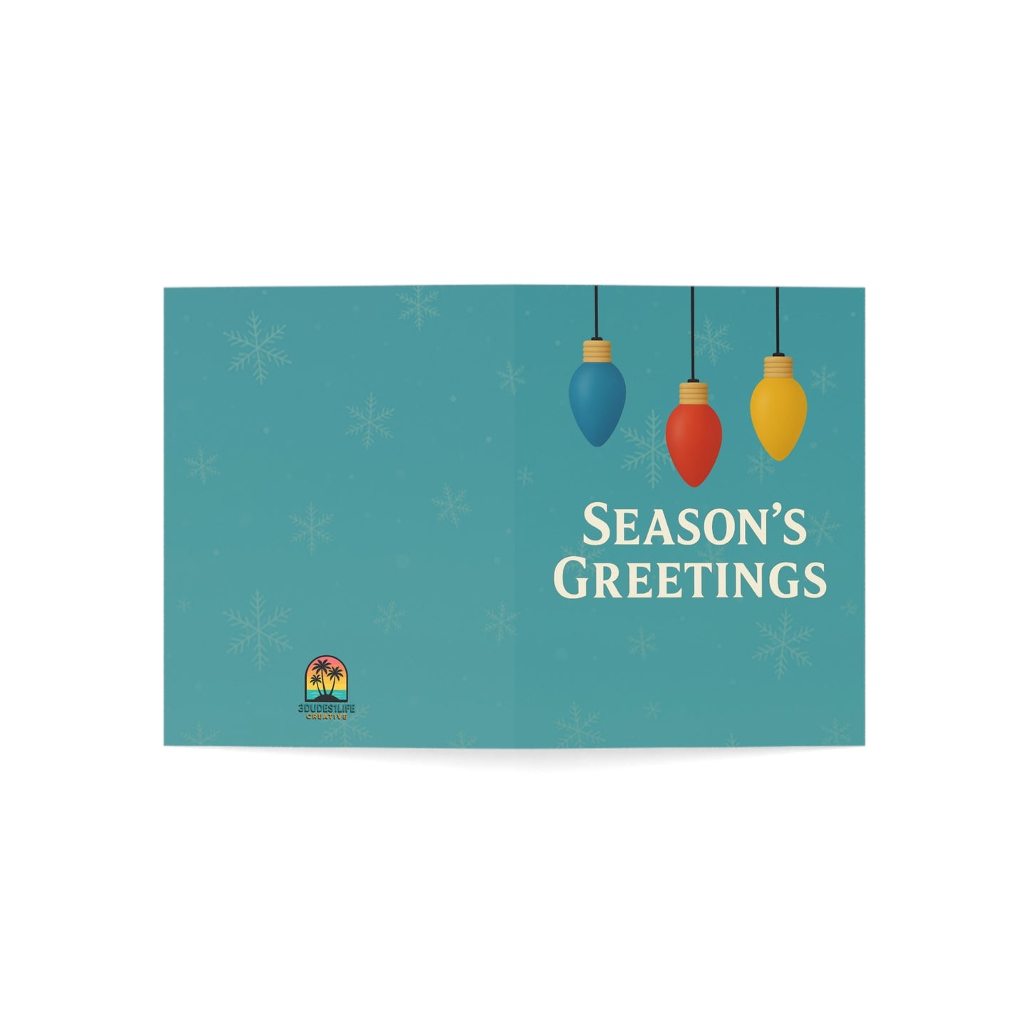 Season's Greetings Holiday Lights Greeting Card | Throuple Holiday Card | Trio Christmas Card