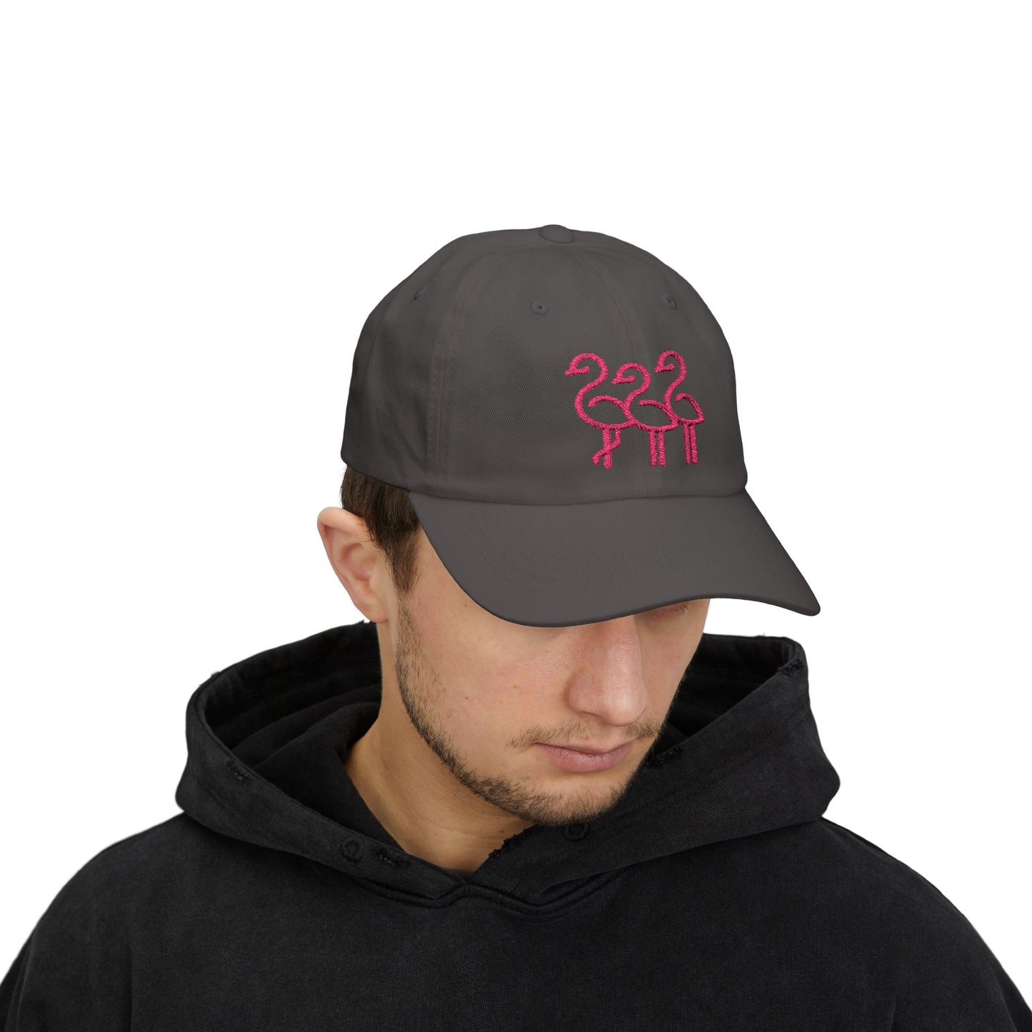 Three Pink Flamingos Dad Cap | Embroidered Flamingo Baseball Hat |Throuple Life