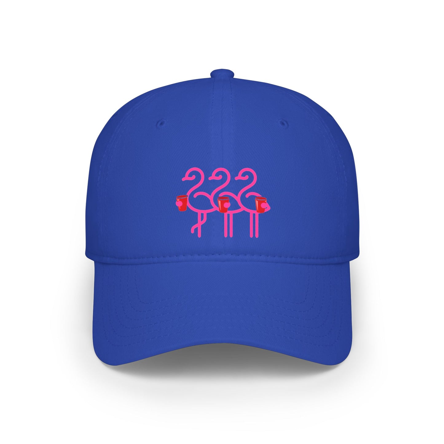 Three Pink Flamingos Baseball Cap | Tropical Bird Embroidery | Red Cup Throuple Life