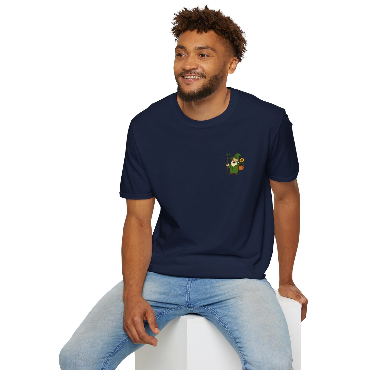 Gnome with Mushroom and Lantern T-Shirt | Cute Garden Gnome Tee | Men's T-Shirt Plant Lover Garden Wizard