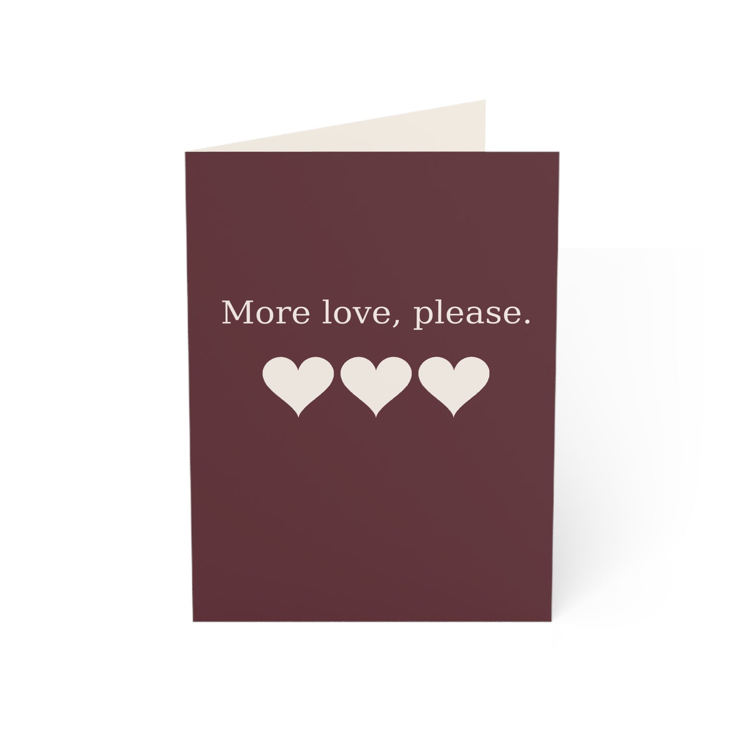More Love Please hearts Greeting Card | Happy Valentine's Day Inside, Pack Options | Throuple Valentine's Day Card