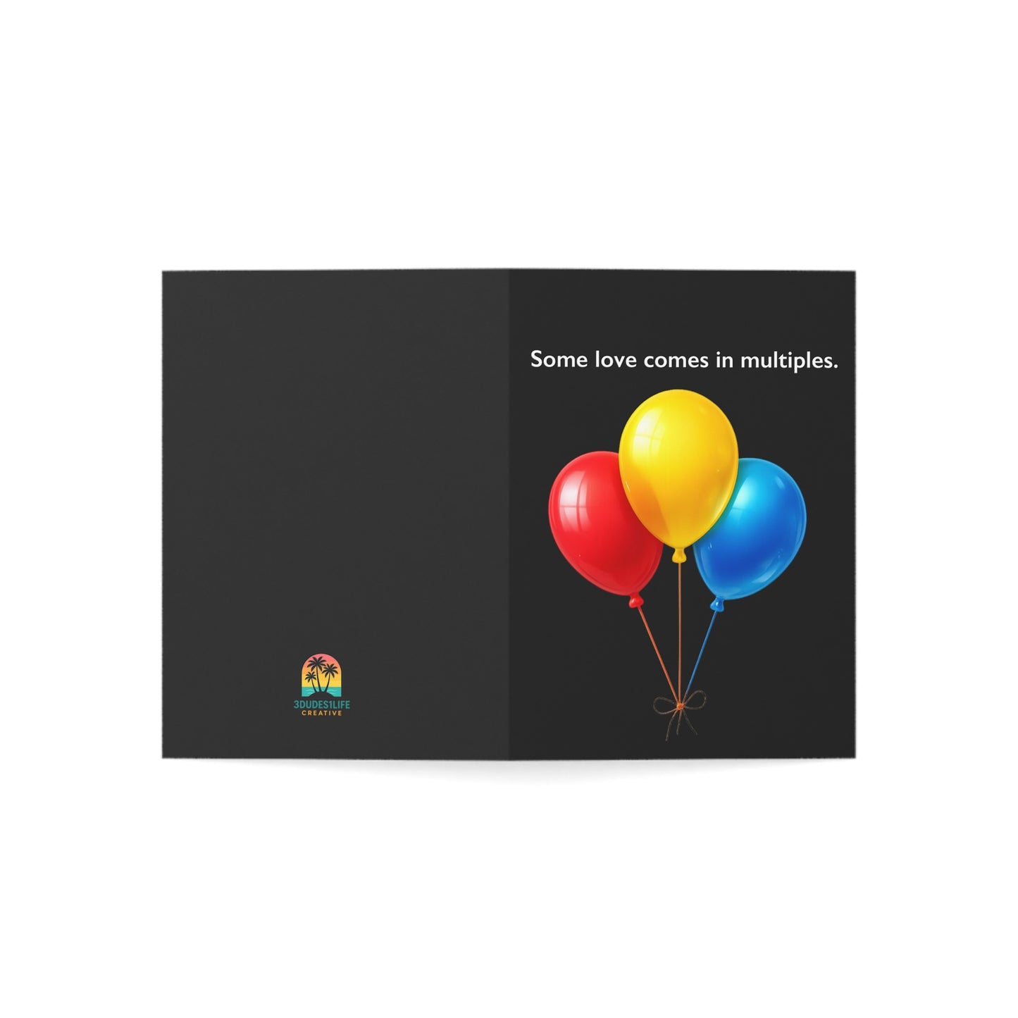 Some love comes in multiples balloon trio Greeting Card | Happy Birthday Inside | Throuple Celebration Card
