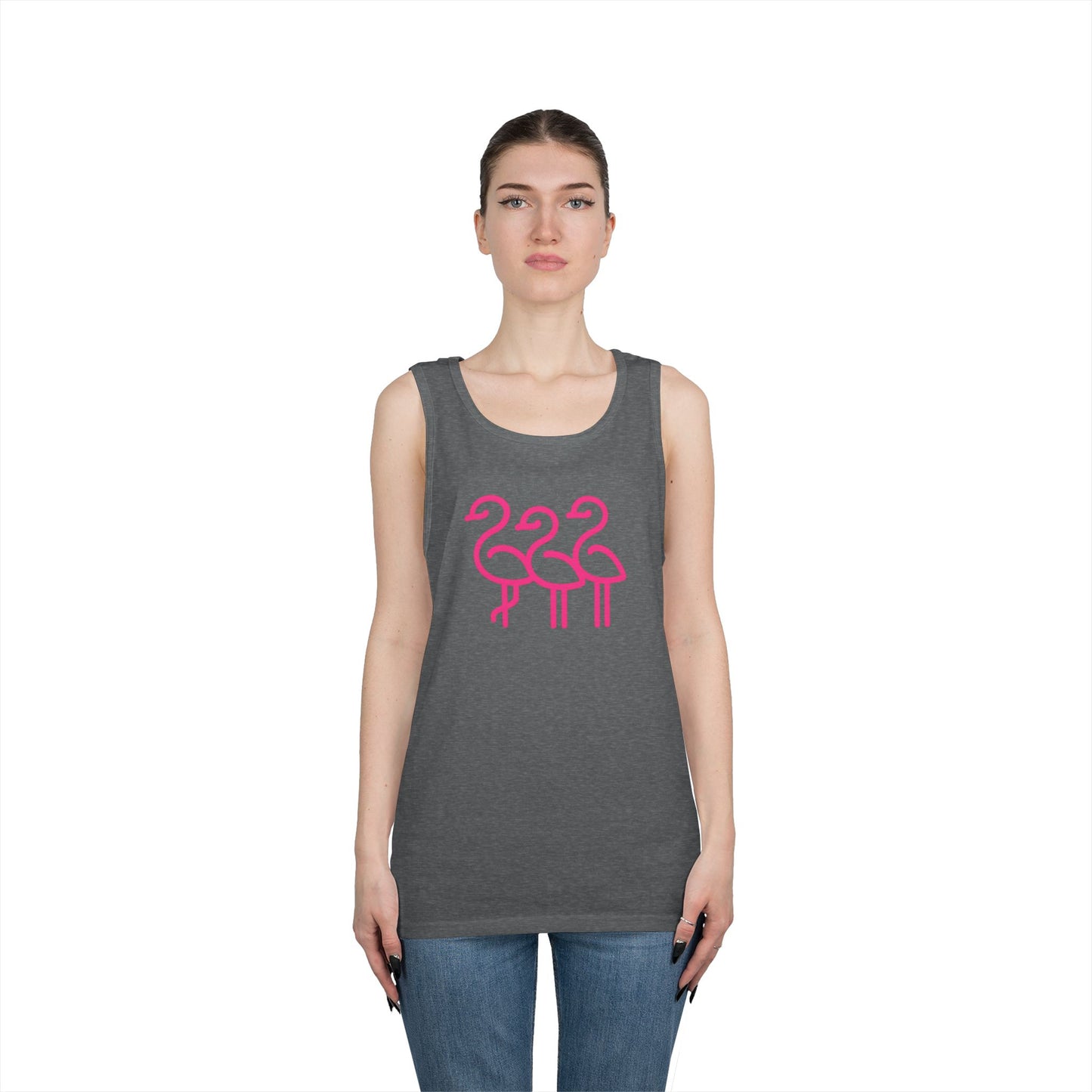 Pink Flamingo Trio Tank | Unisex Tank Top Summer | Throuple Life