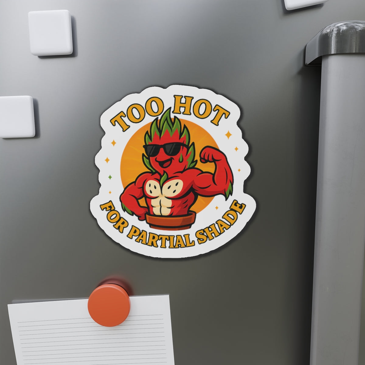 Too Hot Muscle Dragon Fruit Die-Cut Magnet | Funny  Pot Magnet | Funny Magnet for Plant Lovers