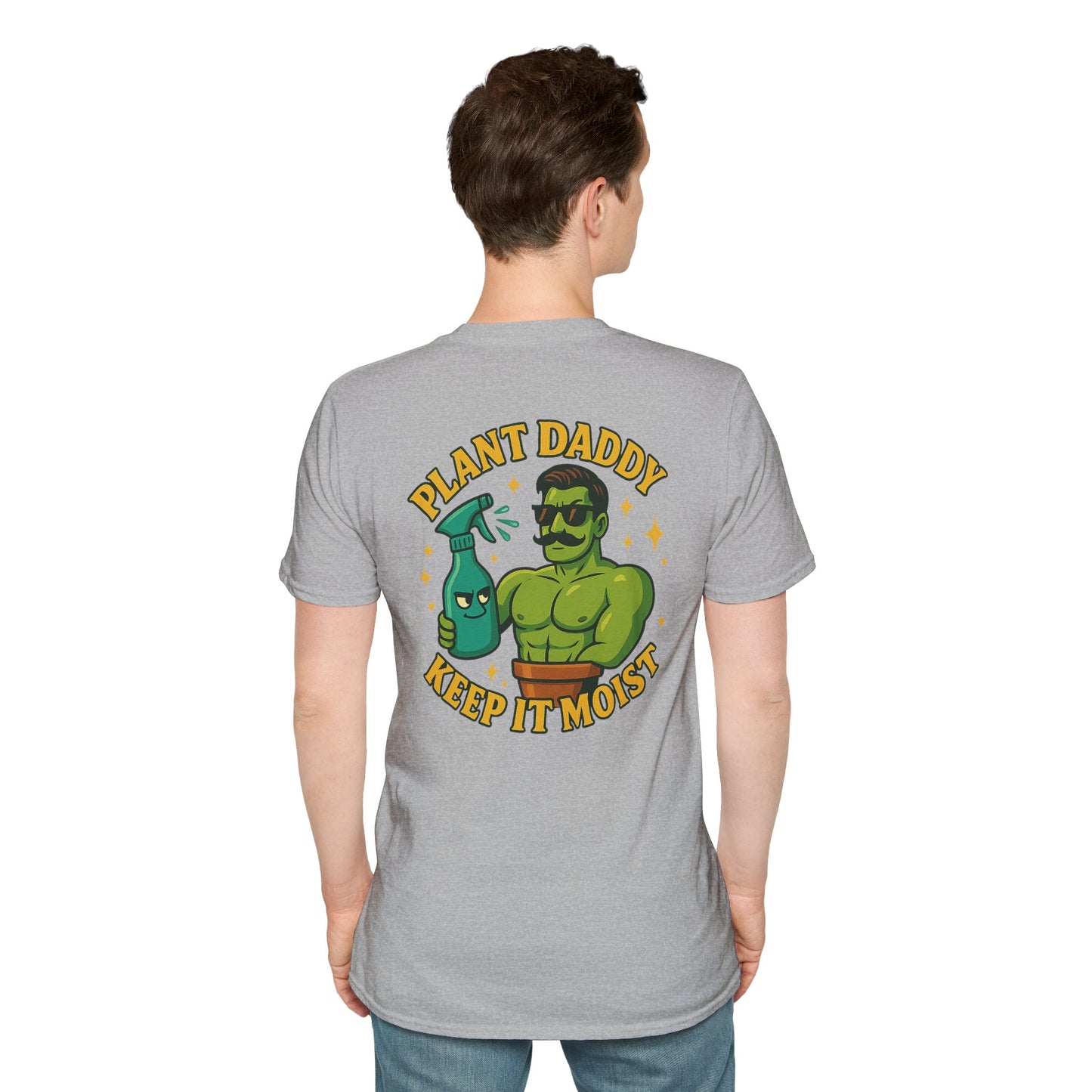 Plant Daddy Keep It Moist T-Shirt | Plant Care Humorous Graphic Tee | 2 Sided Men's T-Shirt Plant Lover