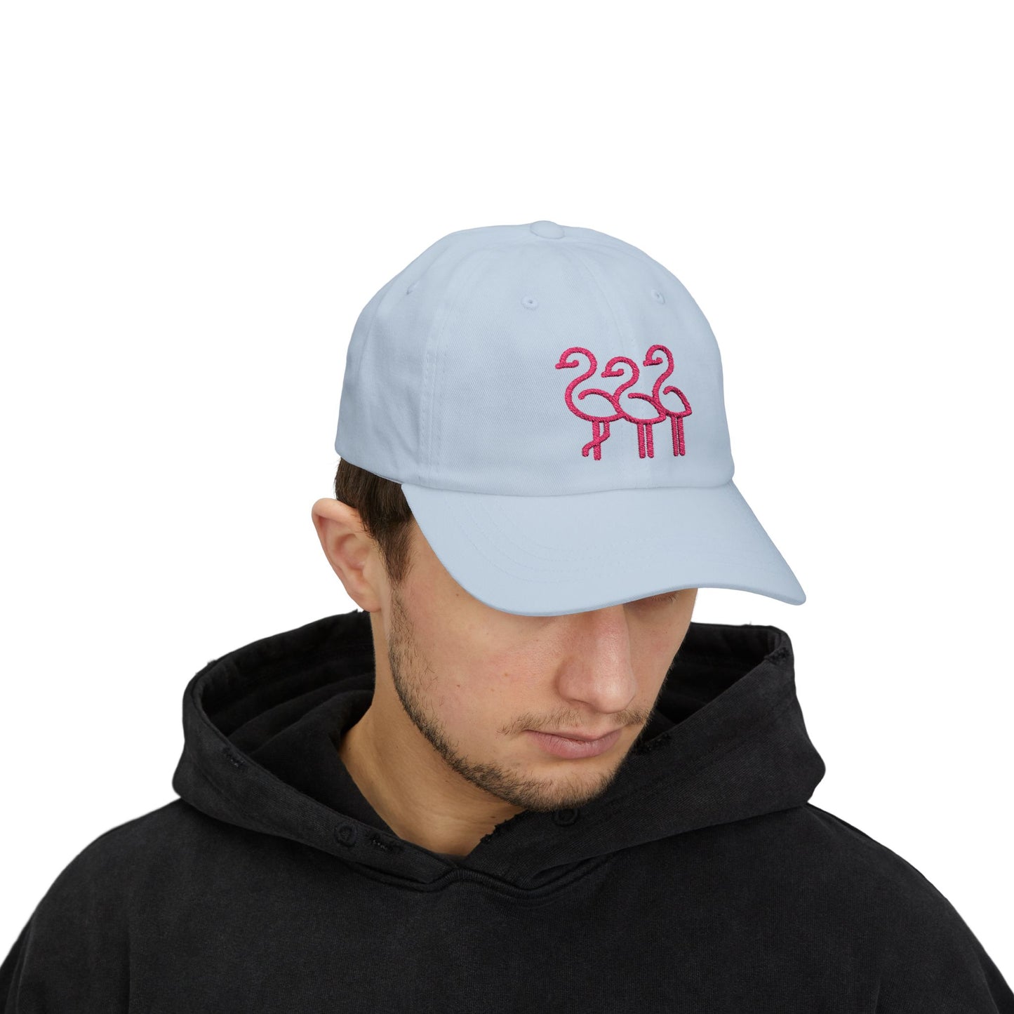 Three Pink Flamingos Dad Cap | Embroidered Flamingo Baseball Hat |Throuple Life