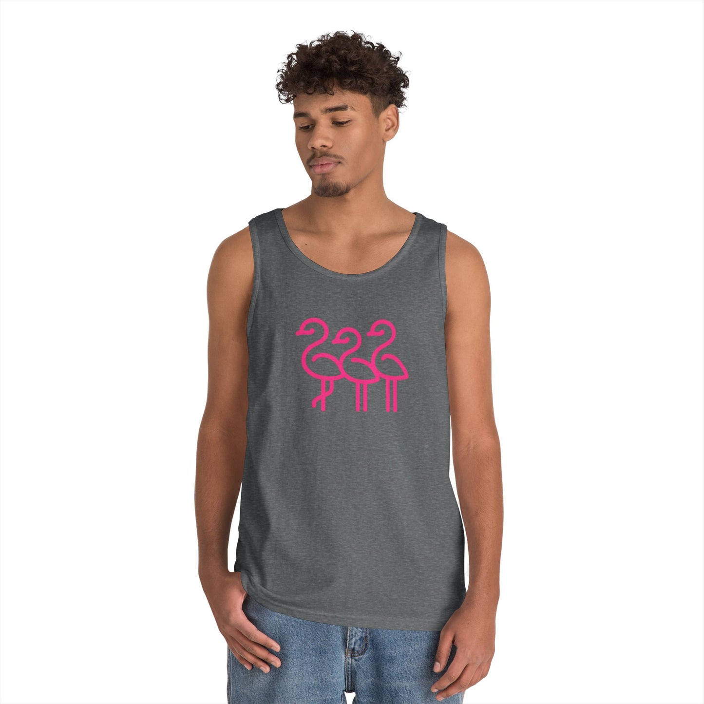 Pink Flamingo Trio Tank | Unisex Tank Top Summer | Throuple Life