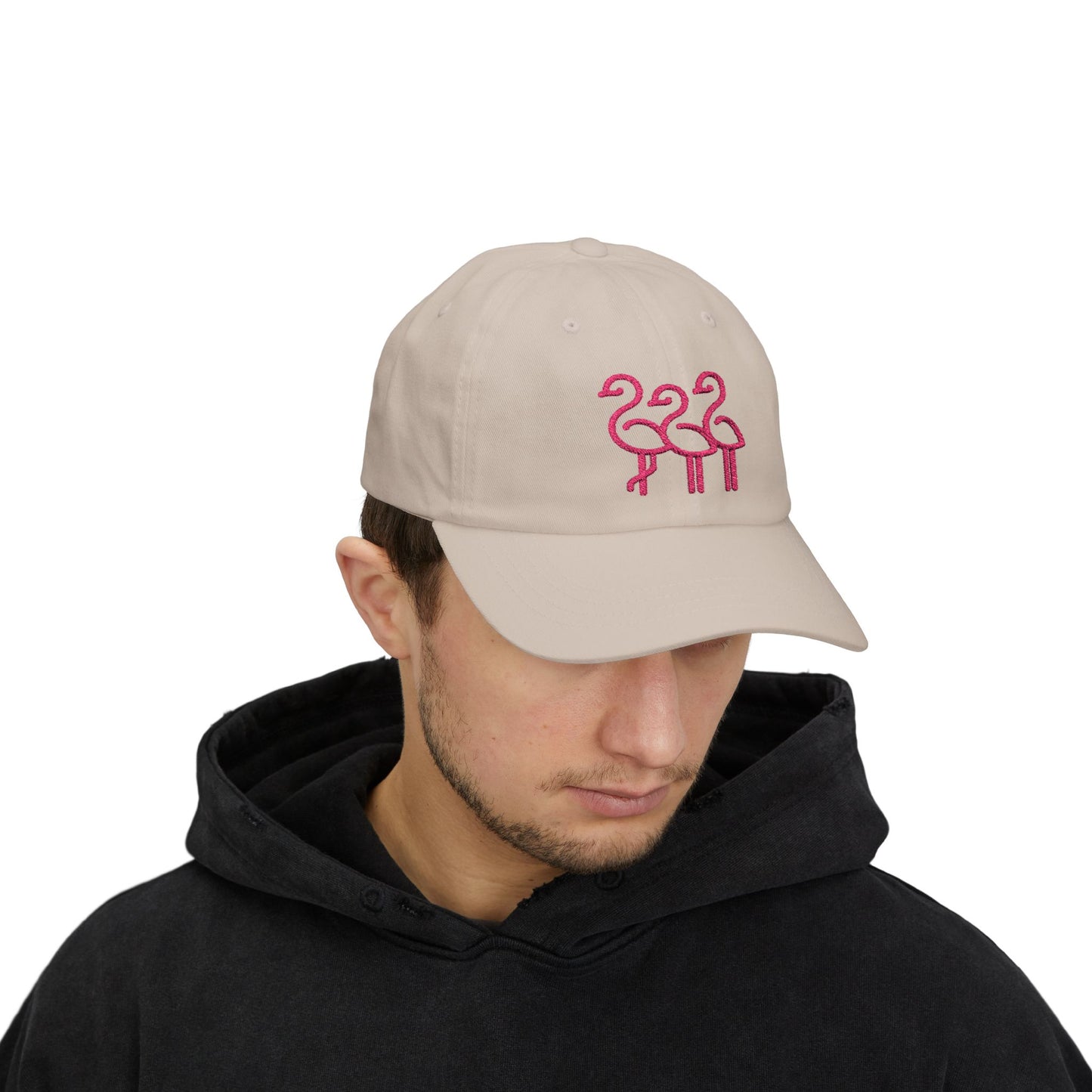 Three Pink Flamingos Dad Cap | Embroidered Flamingo Baseball Hat |Throuple Life