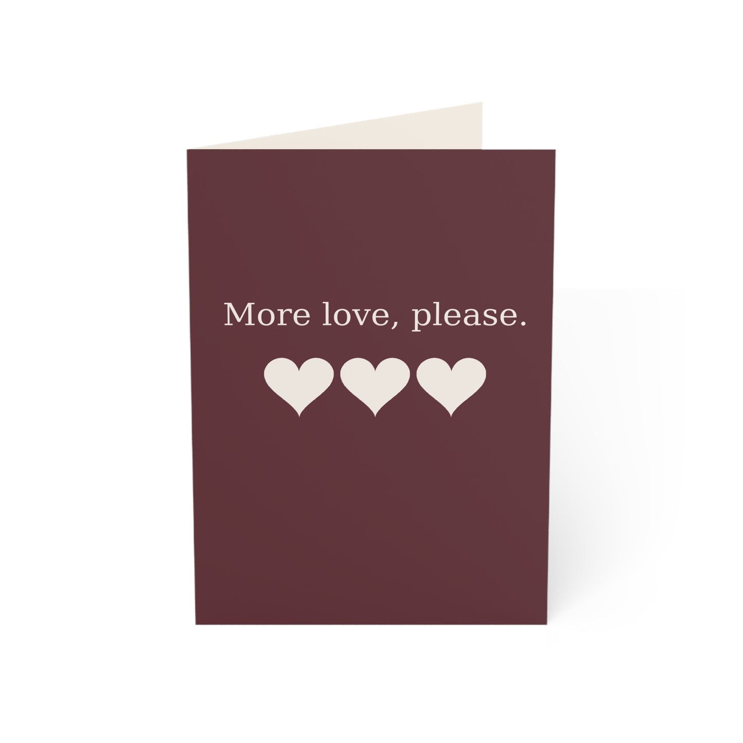 More Love Please hearts Greeting Card | Happy Valentine's Day Inside, Pack Options | Throuple Valentine's Day Card