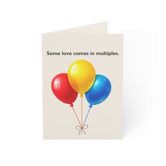Some love comes in multiples Balloons Greeting Card | Throuple Birthday Card | LGBTQ Celebration Card