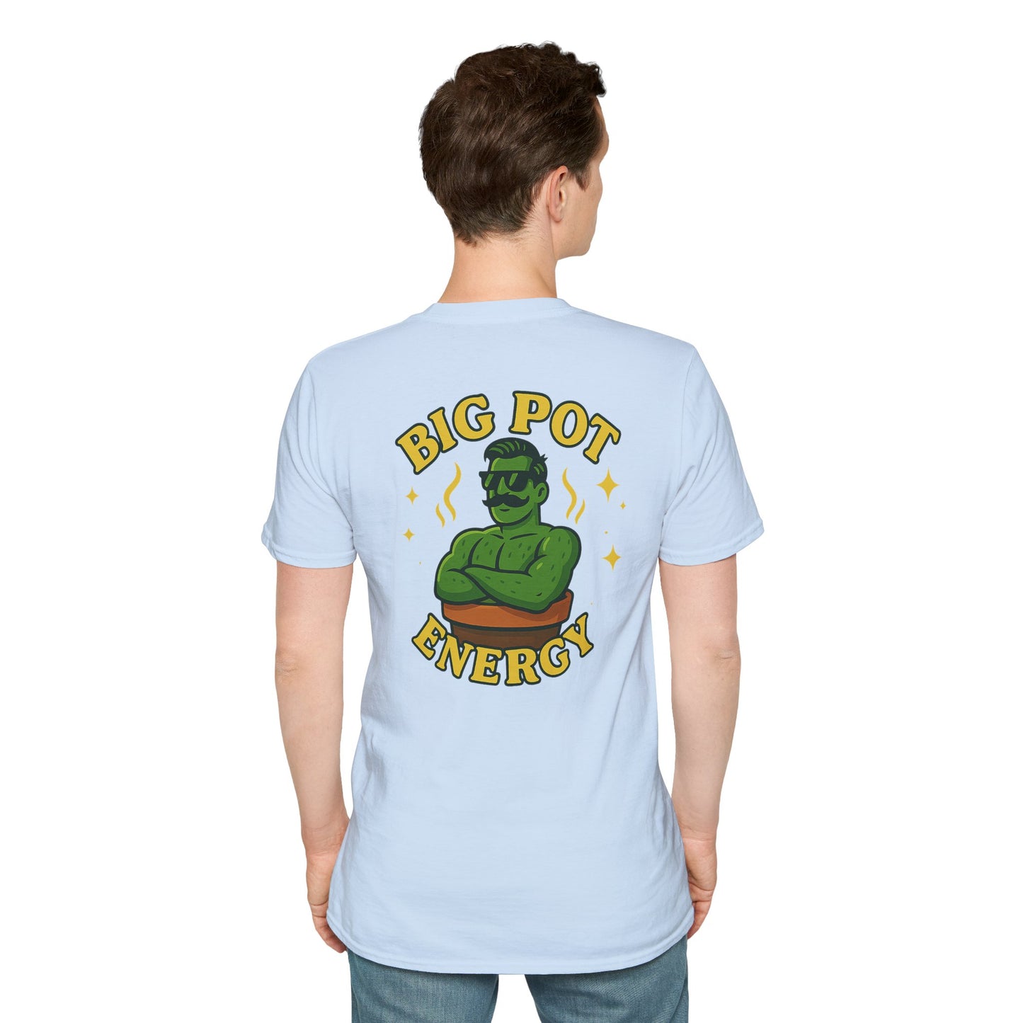 Big Pot Energy T-Shirt | Funny Plant Pot Character | 2 Sided Men's T-Shirt Plant Lover