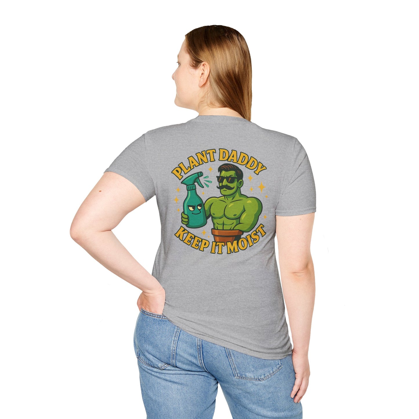 Plant Daddy Keep It Moist T-Shirt | Plant Care Humorous Graphic Tee | 2 Sided Men's T-Shirt Plant Lover