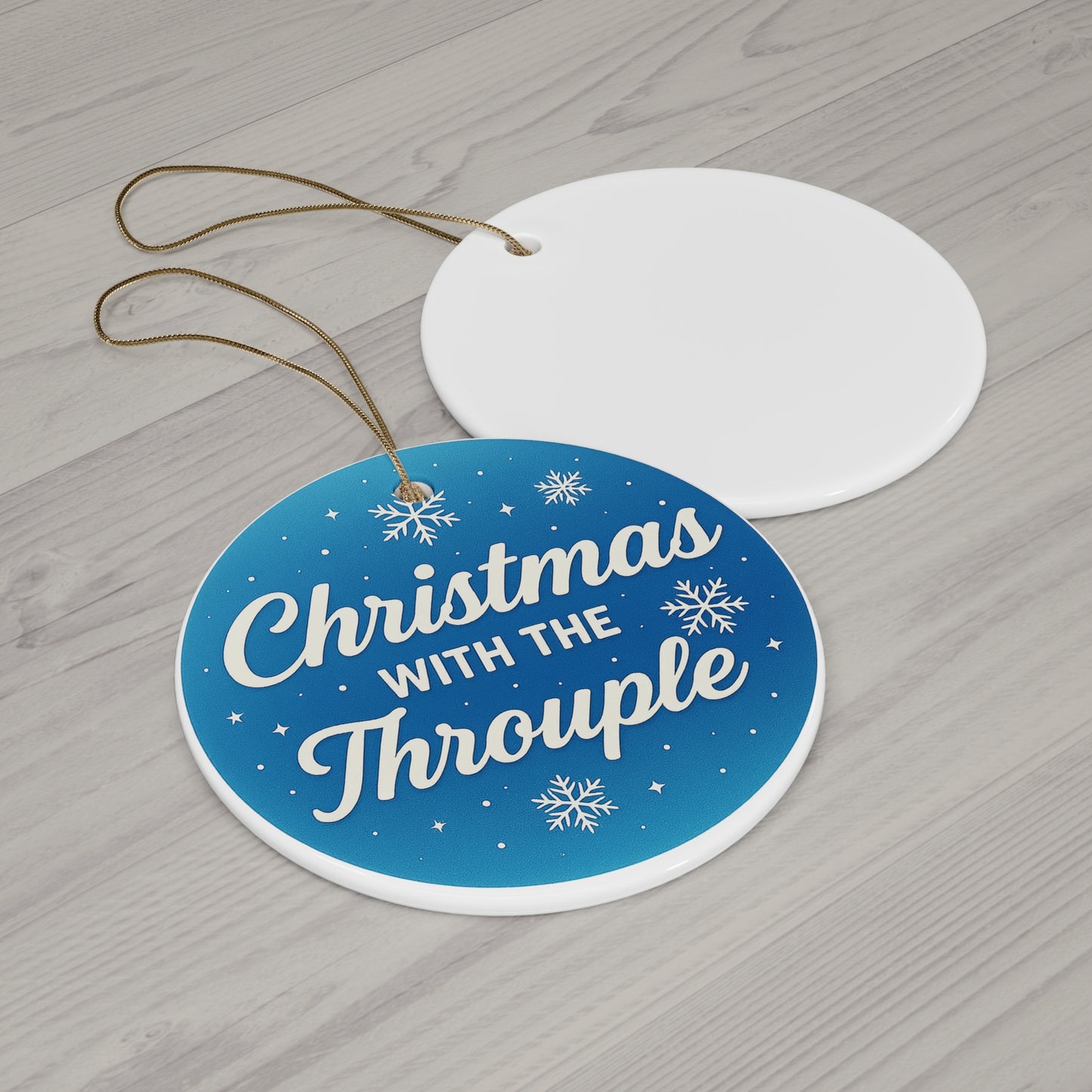 Christmas With The Throuple Ceramic Ornament | Round Holiday Ornament