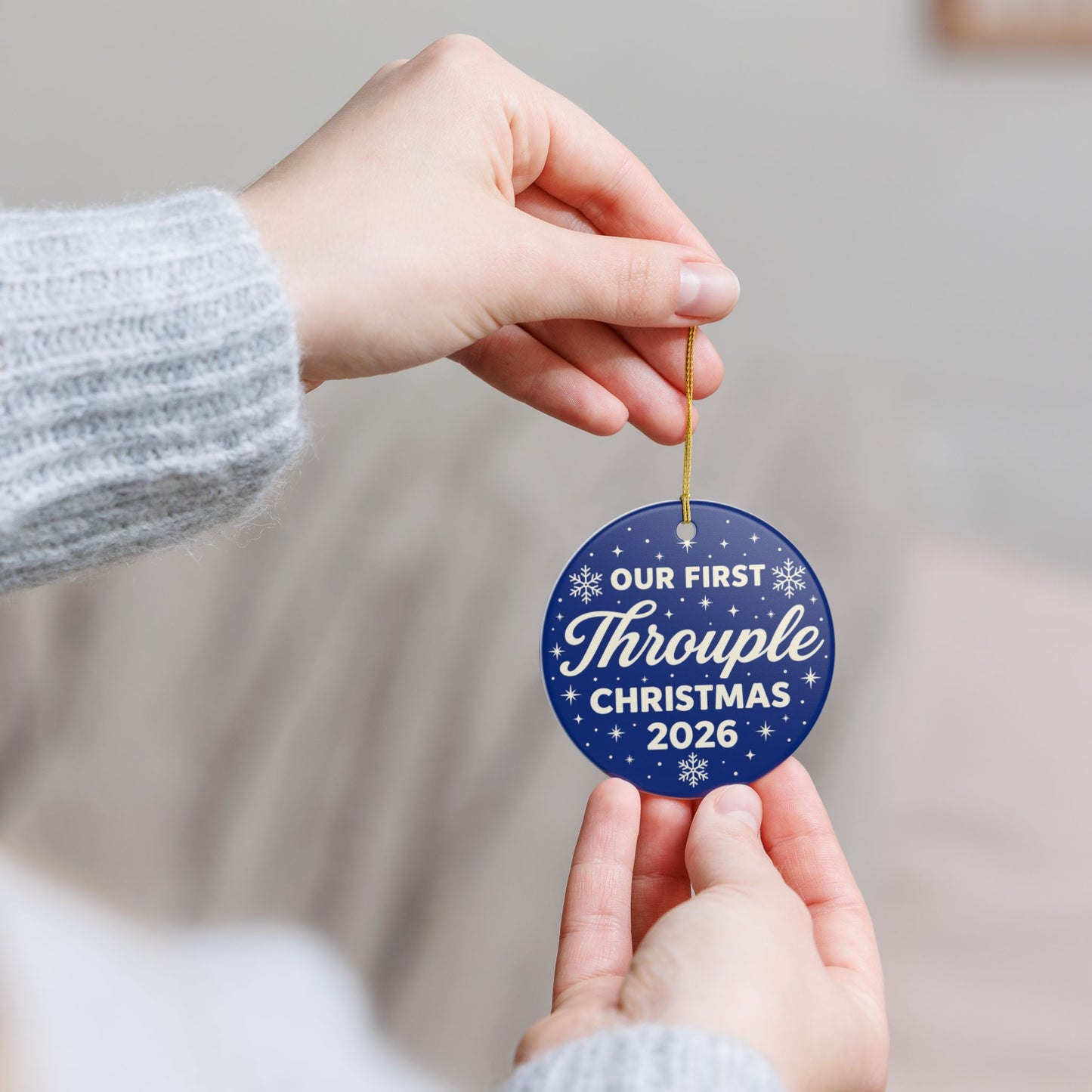 Our First Throuple Christmas 2026 Ornament | Blue Ceramic Ornament | Polyamory Christmas Gift | LGBTQ+ Holiday Keepsake