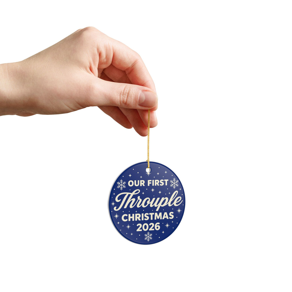 Our First Throuple Christmas 2026 Ornament | Blue Ceramic Ornament | Polyamory Christmas Gift | LGBTQ+ Holiday Keepsake