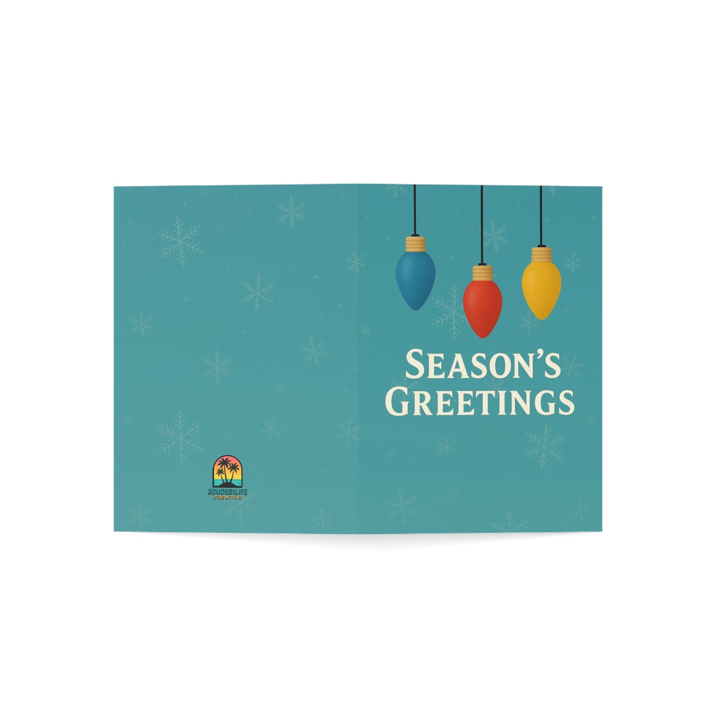 Season's Greetings Holiday Lights Greeting Card | Throuple Holiday Card | Trio Christmas Card
