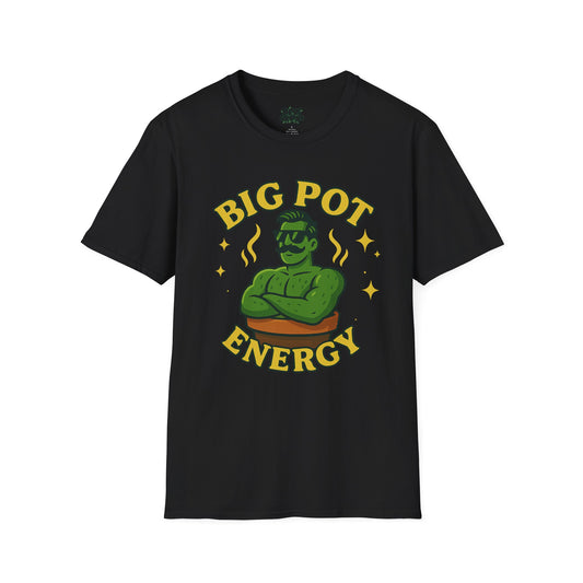 Big Pot Energy T-Shirt | Funny Green Character Illustration | Men's T-Shirt Plant Lover