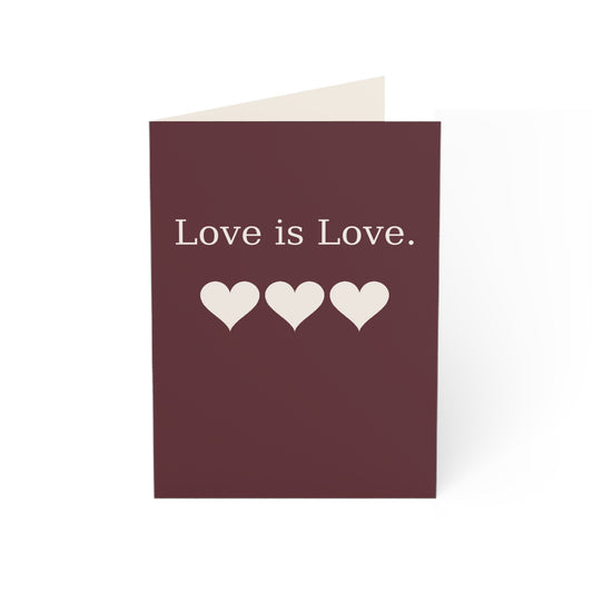 Love Is Love hearts Greeting Card | Pride, Romantic Note | Throuple Valentine's Day Card