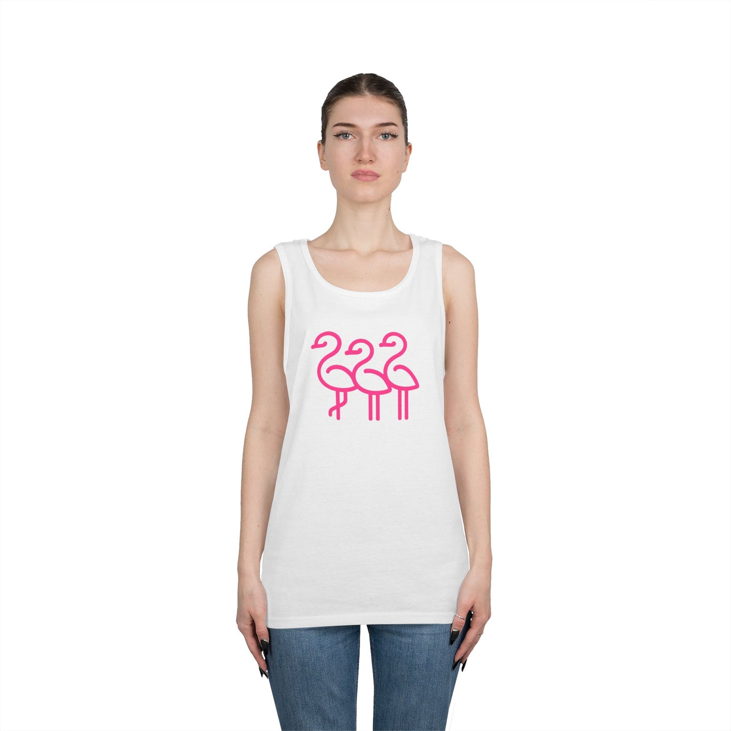 Pink Flamingo Trio Tank | Unisex Tank Top Summer | Throuple Life