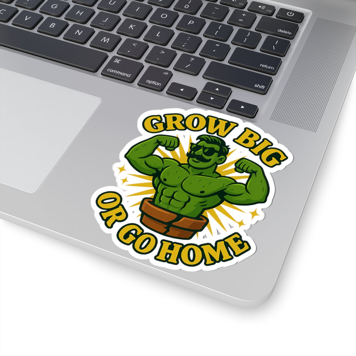 Grow Big or Go Home Plant Muscle Man Sticker | Kiss-Cut Vinyl | Funny Sticker for Plant Lovers