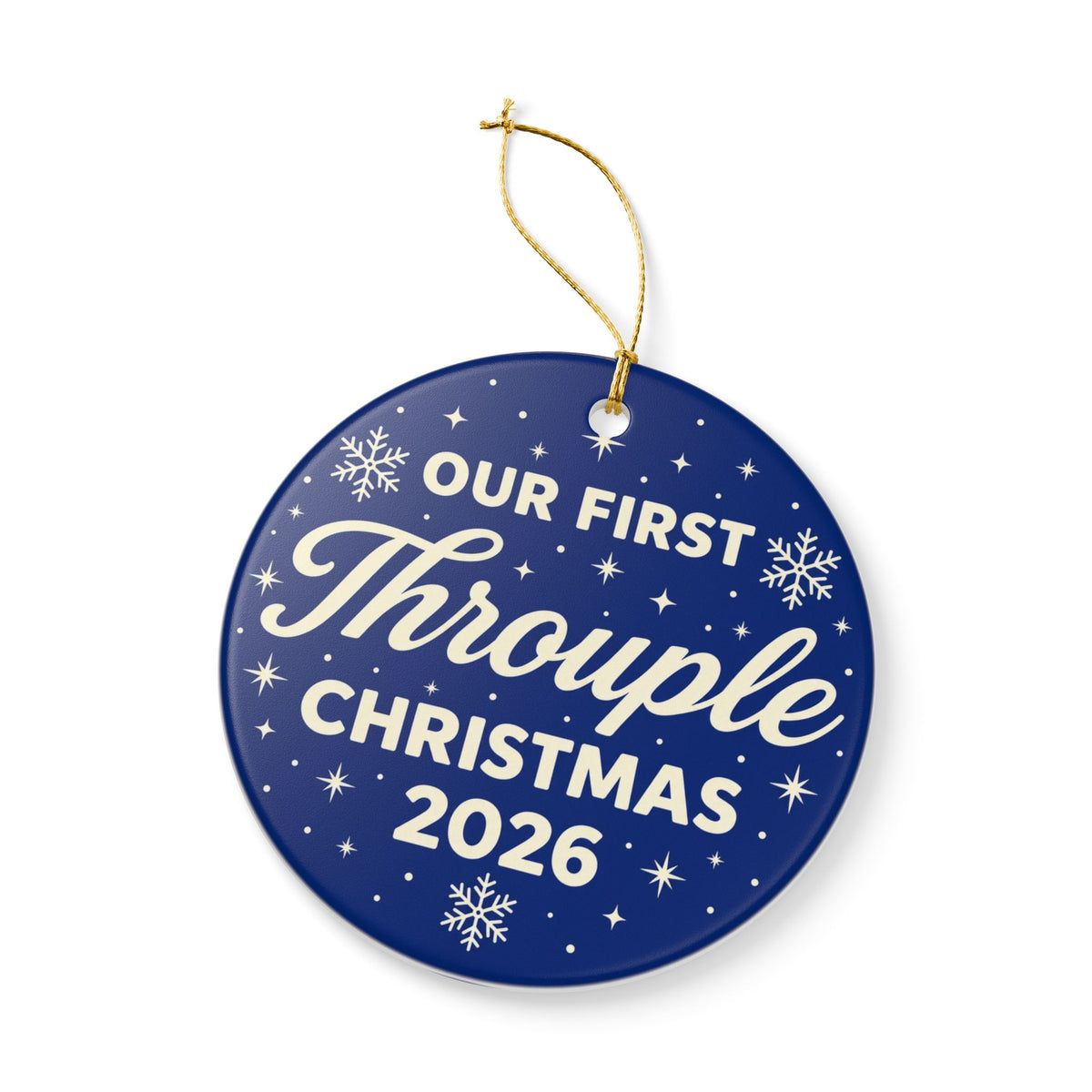 Our First Throuple Christmas 2026 Ornament | Blue Ceramic Ornament | Polyamory Christmas Gift | LGBTQ+ Holiday Keepsake