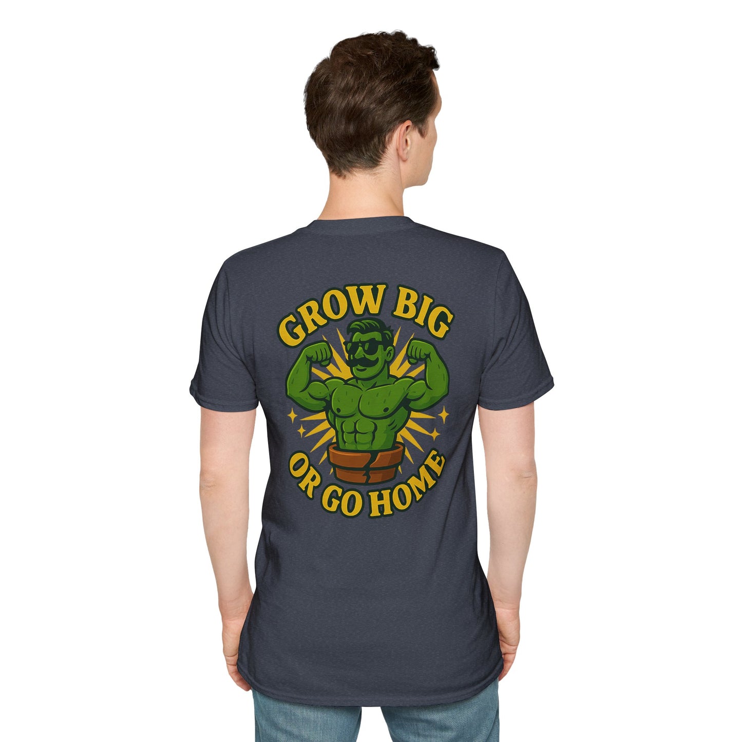 Grow Big or Go Home T-Shirt | Muscular Hulk Plant Fitness Graphic | 2 Sided Men's T-Shirt Plant Lover