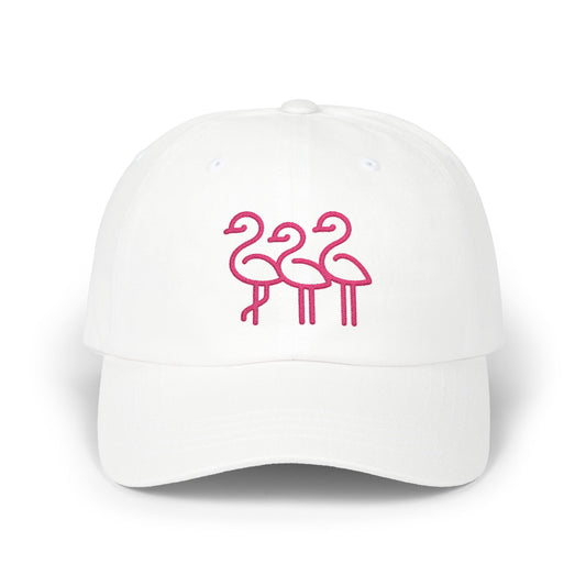 Three Pink Flamingos Dad Cap | Embroidered Flamingo Baseball Hat |Throuple Life