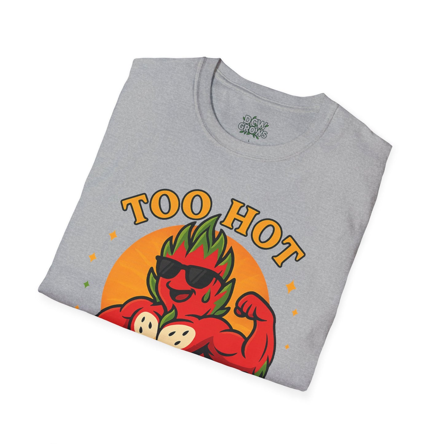 Too Hot For Partial Shade T-Shirt | Flaming Dragon Fruit Cartoon Design | Men's T-Shirt Plant Lover